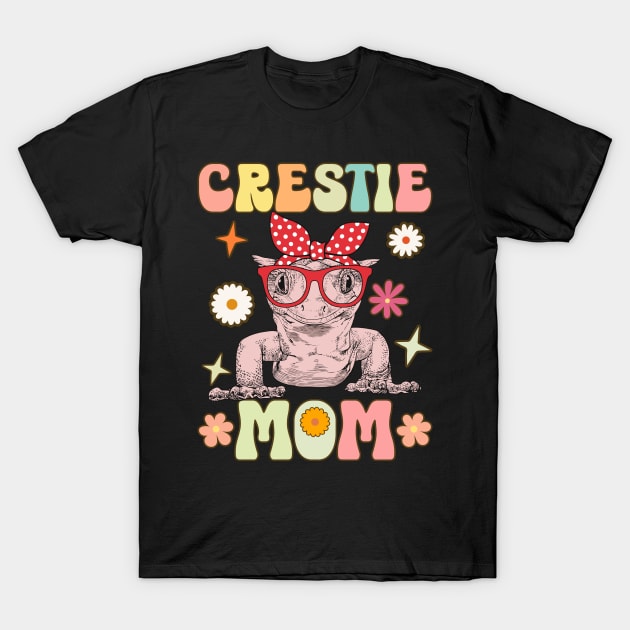 Crestie Mom Groovy Crested Gecko Lizard T-Shirt by Alex21